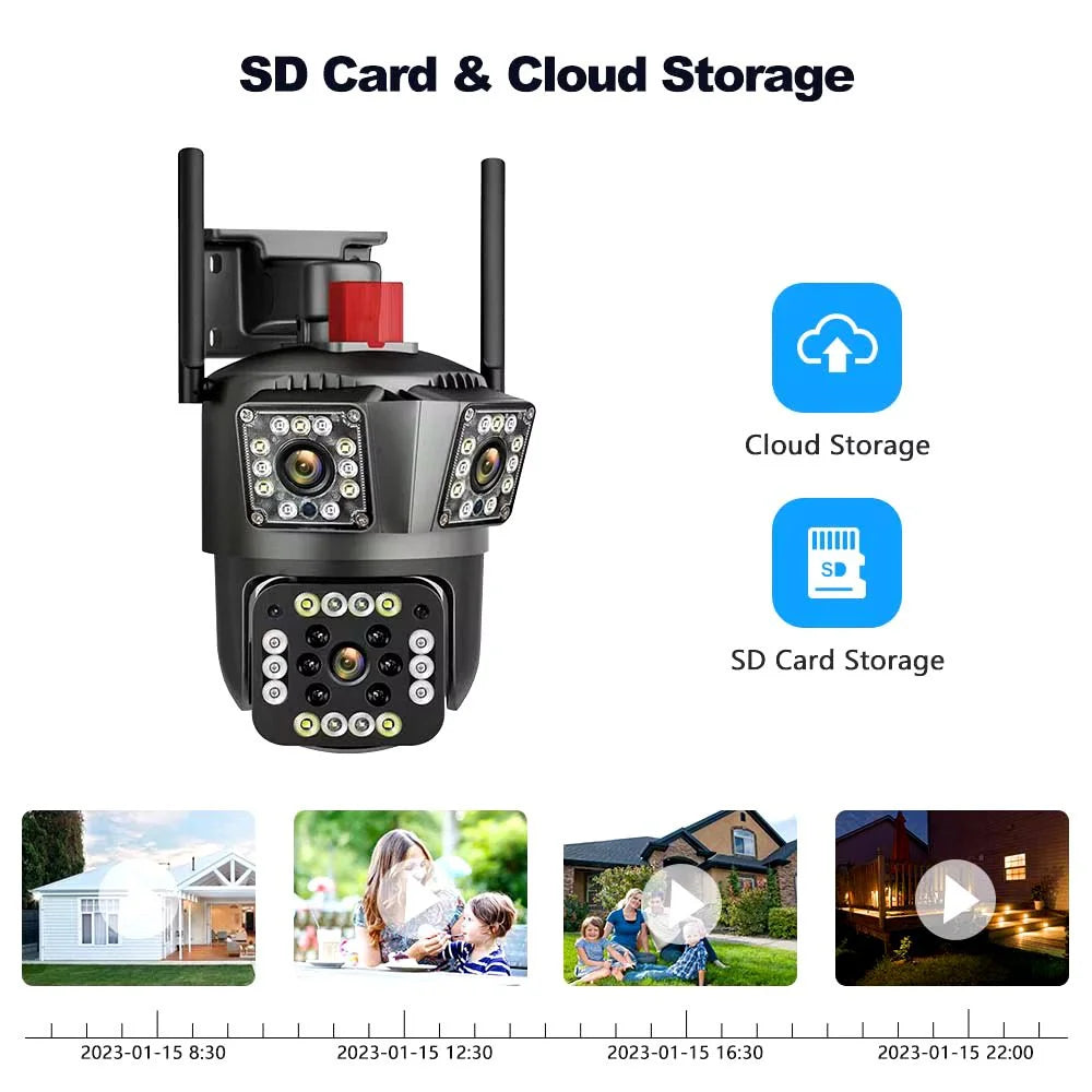 WiFi Outdoor 6MP Security 3 Camera Lens with 3 Screen, Night Vision, Waterproof