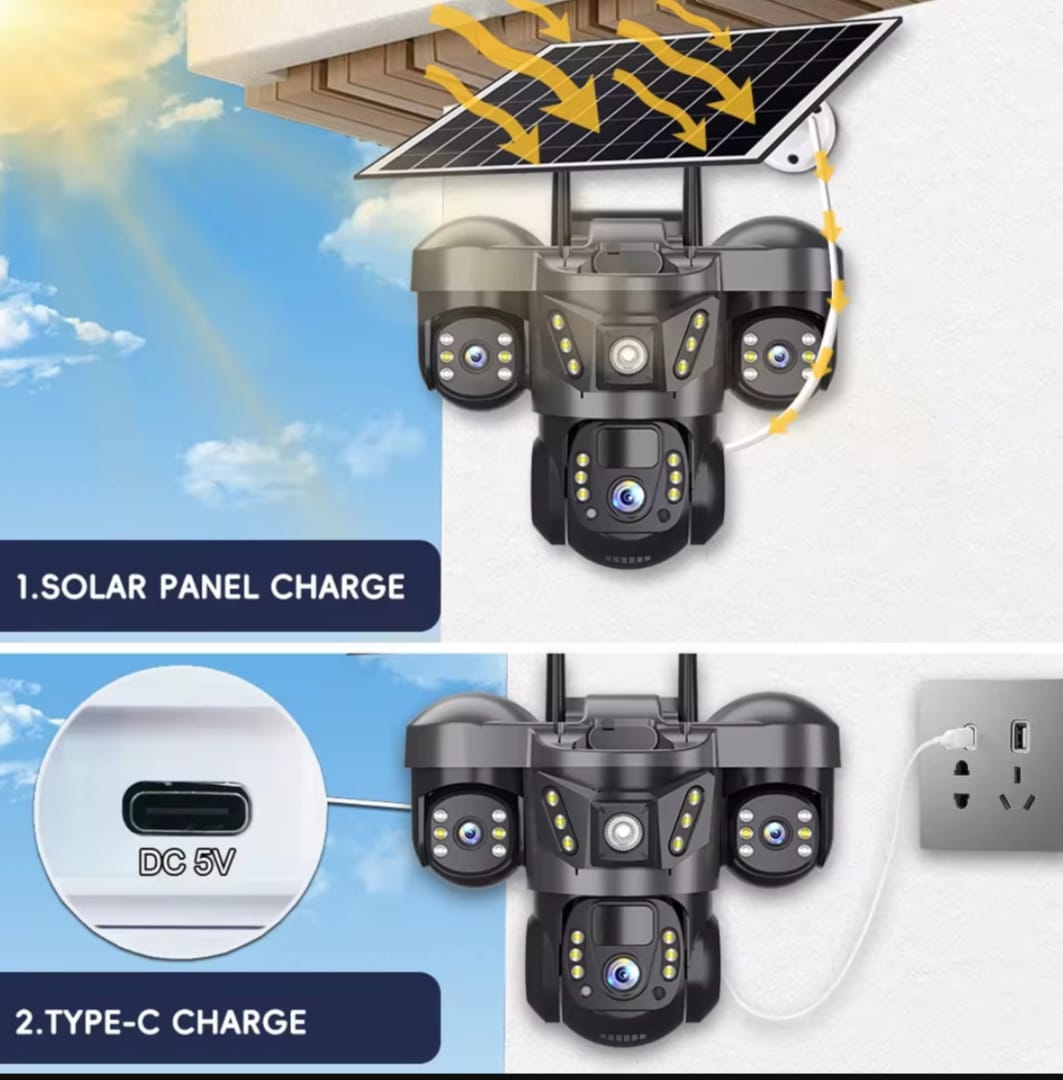 12MP Solar 4G IP Camera CCTV Three Lens
