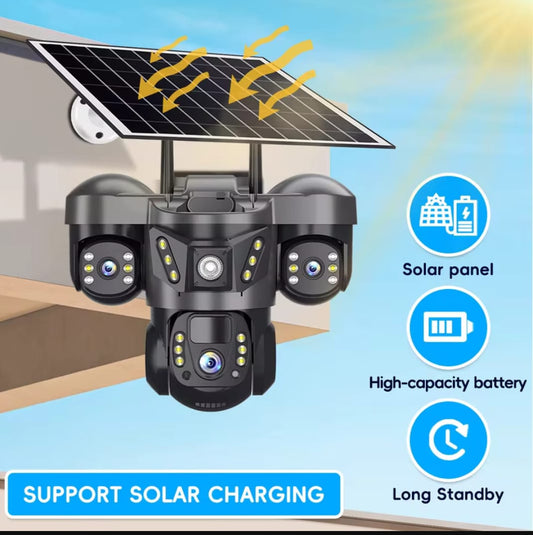 12MP Solar 4G IP Camera CCTV Three Lens