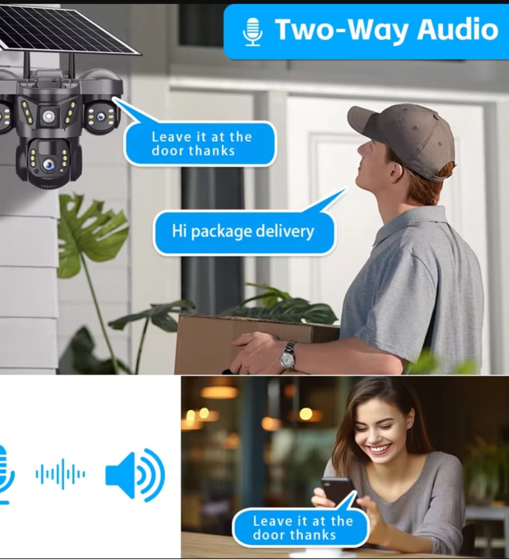 12MP Solar 4G IP Camera CCTV Three Lens