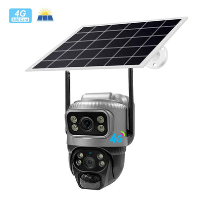 4G Solar IP Camera WIFI CCTV 12MP Dual Lens