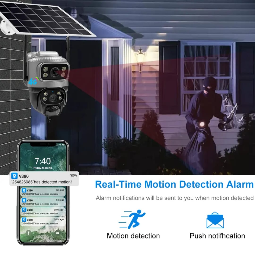 4G Solar IP Camera WIFI CCTV 12MP Dual Lens