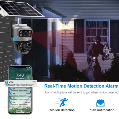 4G Solar IP Camera WIFI CCTV 12MP Dual Lens
