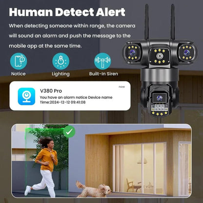 Real 3 lines 12MP Ptz Wifi Outdoor Security Camera