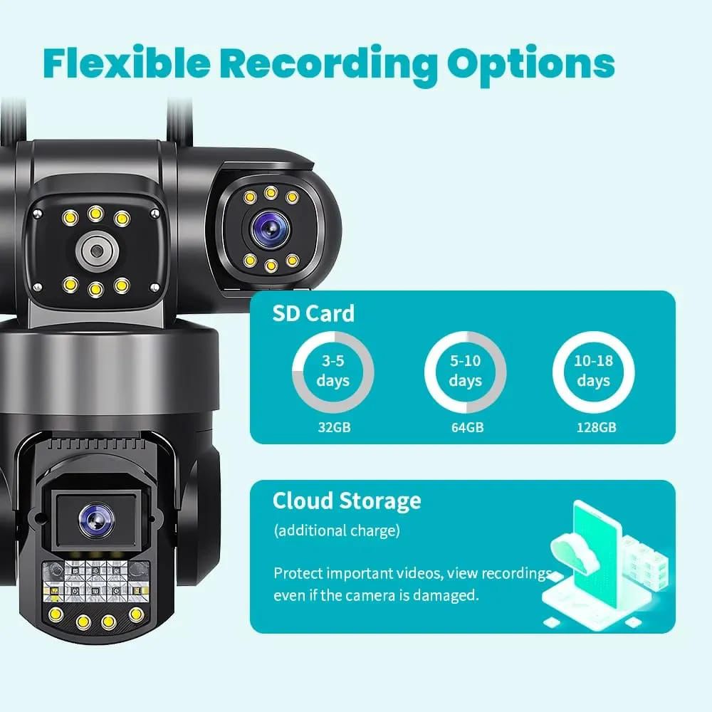 Real 3 lines 12MP Ptz Wifi Outdoor Security Camera