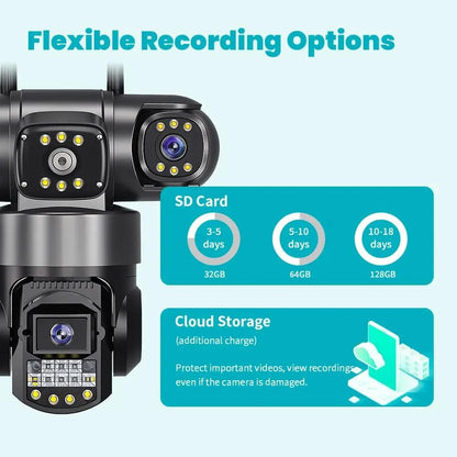 Real 3 lines 12MP Ptz Wifi Outdoor Security Camera