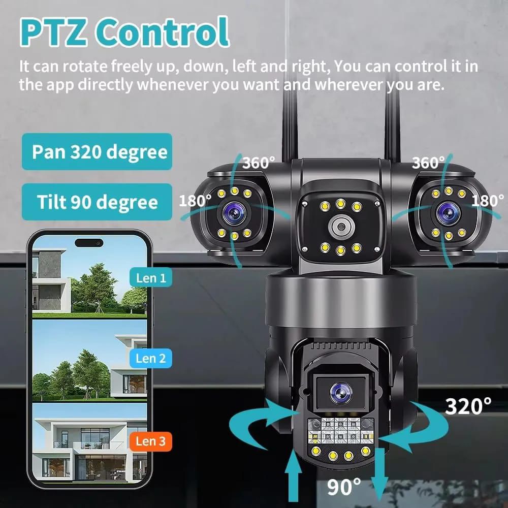 Real 3 lines 12MP Ptz Wifi Outdoor Security Camera