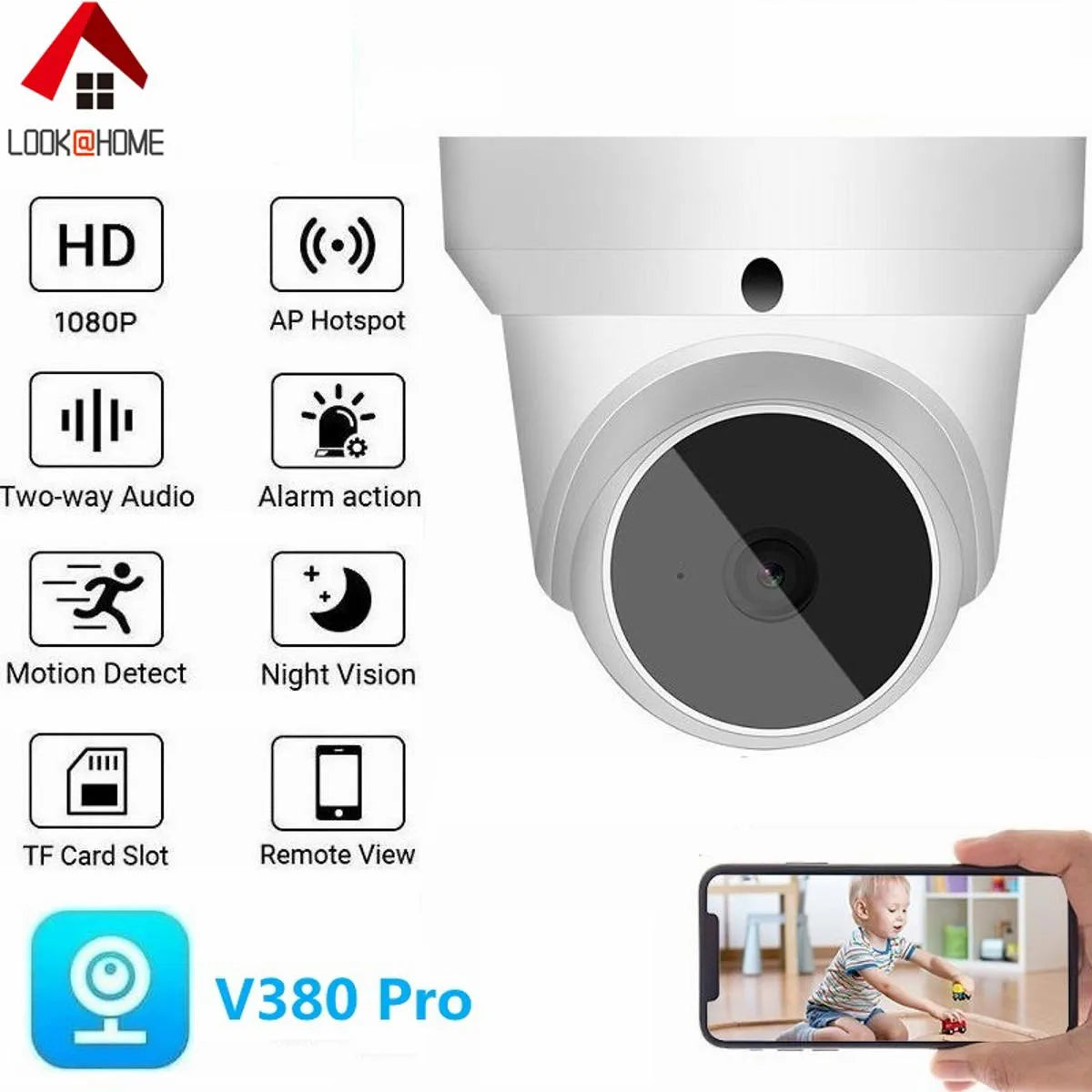 V380 Pro APP 3.0MP PTZ 1080P Dome Camera