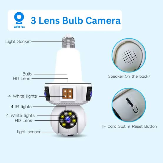 3 Lens Bulb Wifi Camera